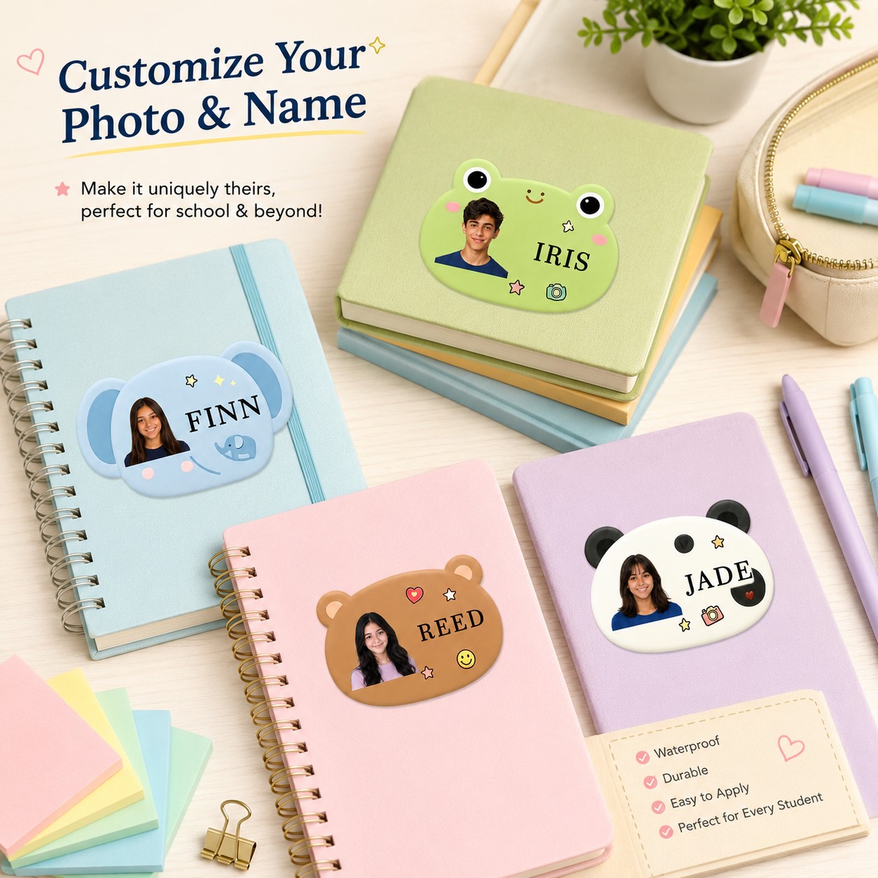 Custom Photo Book - Autocollants personnalisés avec nom photo, étiquettes
